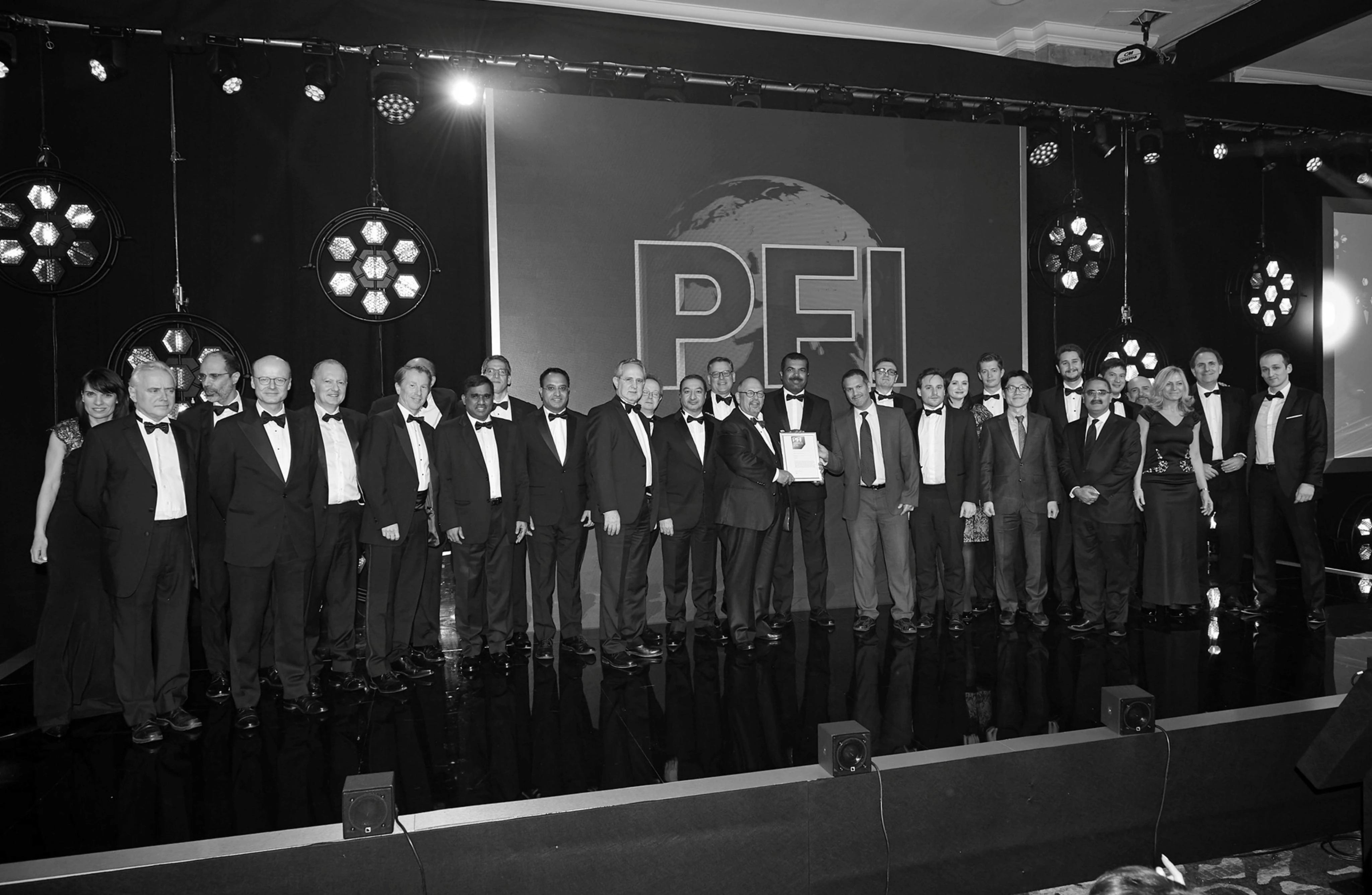 Award winners on stage at the PFI Awards ceremony